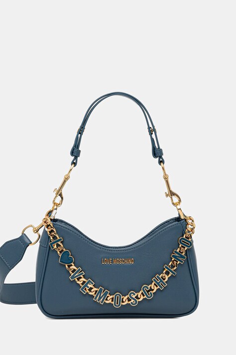 Love Moschino torebka skórzana kolor niebieski JC4070PP1NL1370A