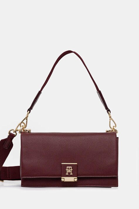 Kabelka Tommy Hilfiger vínová barva, AW0AW17726