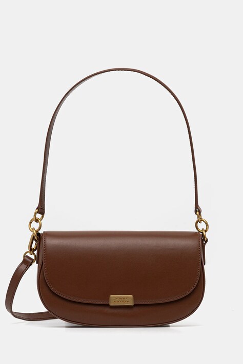 Tommy Hilfiger torebka skórzana kolor brązowy AW0AW18204