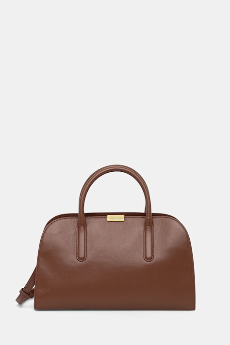 Δερμάτινη τσάντα Tommy Hilfiger χρώμα: καφέ, AW0AW18205
