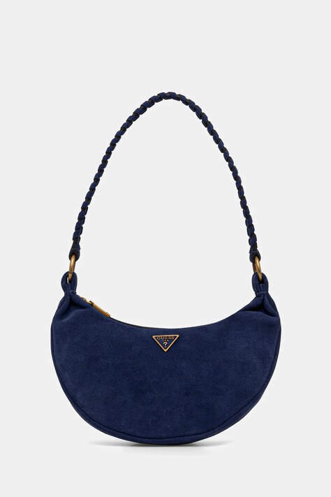 Guess geantă de mână din piele întoarsă AMITA culoarea bleumarin, HWSB95 39720