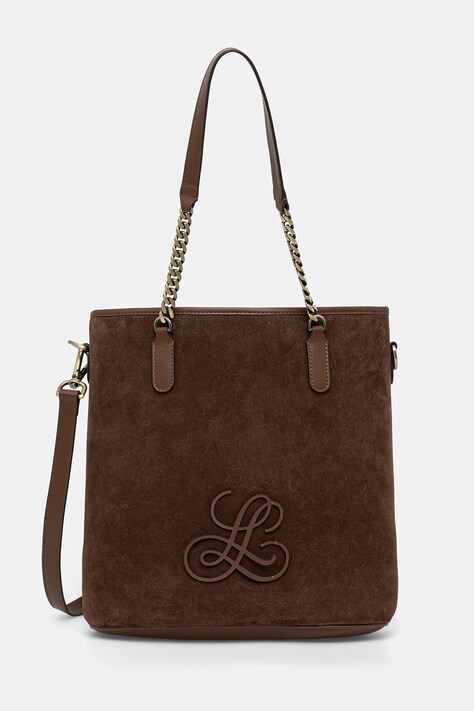 Luisa Spagnoli torebka zamszowa kolor brązowy 542512