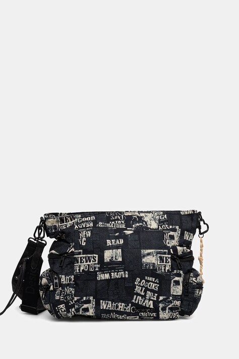 Desigual torebka NEWSPAPER ARICA kolor czarny 25WAXA20
