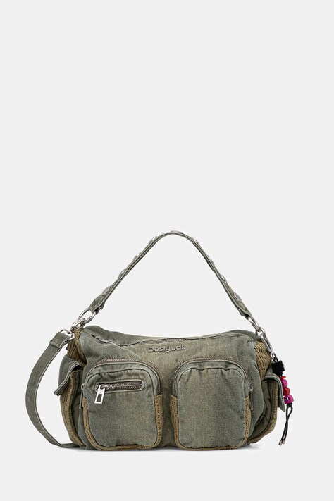 Desigual torebka jeansowa BRAVO HYBRID DENIM HAB kolor zielony 25WAXD03