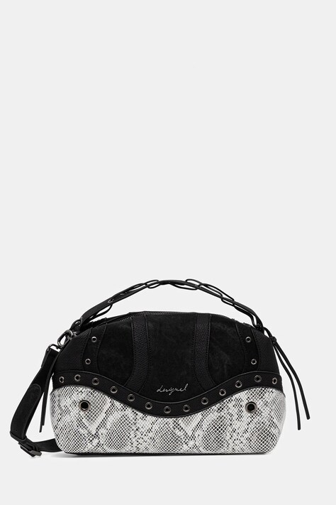 Kabelka Desigual SNAKE PATCH BERGAMO černá barva, 25WAXP29
