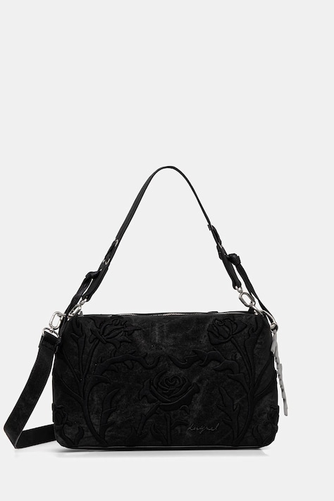 Τσάντα Desigual ROMEO FLORAL TOTAL BL χρώμα: μαύρο, 25WAXP41
