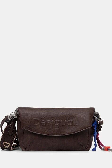Kabelka Desigual HALF LOGO TROKEL hnědá barva, 25WAXP70
