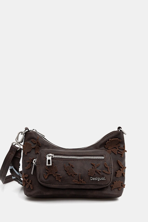 Τσάντα Desigual STENCIL FLOWER ME χρώμα: καφέ, 25WAXPB9