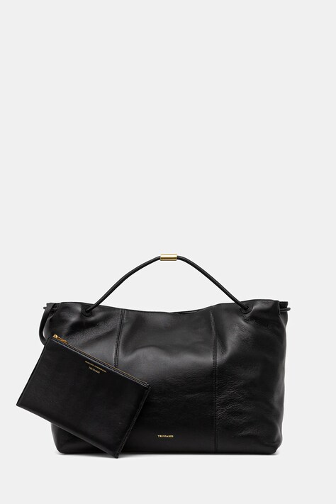 Δερμάτινη τσάντα Trussardi χρώμα: μαύρο, Z616E005993N