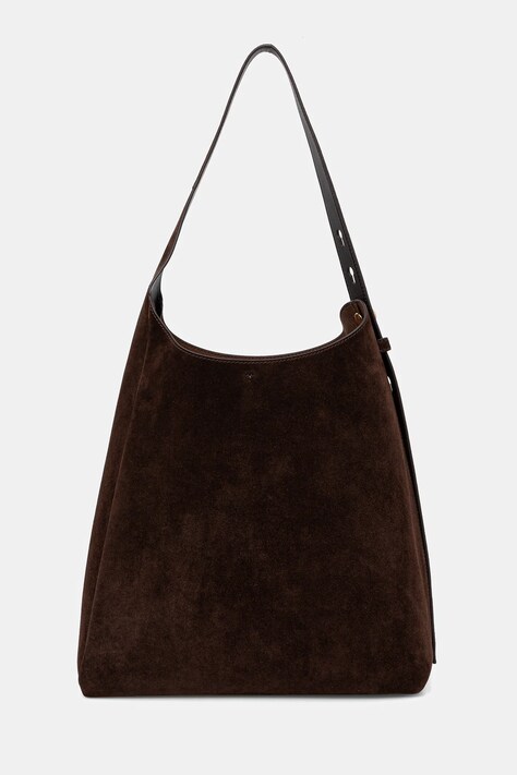 Tory Burch torebka zamszowa Romy Suede Hobo Bag kolor brązowy 175320.201
