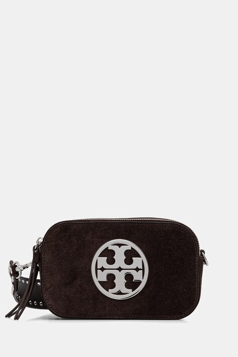 Kožená kabelka Tory Burch Miller Suede Mini hnědá barva, 174301.201