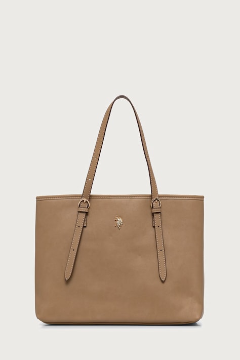 U.S. Polo Assn. Torebka shopper damska z imitacji skóry Blackstone beżowa BIU4B8935WVP