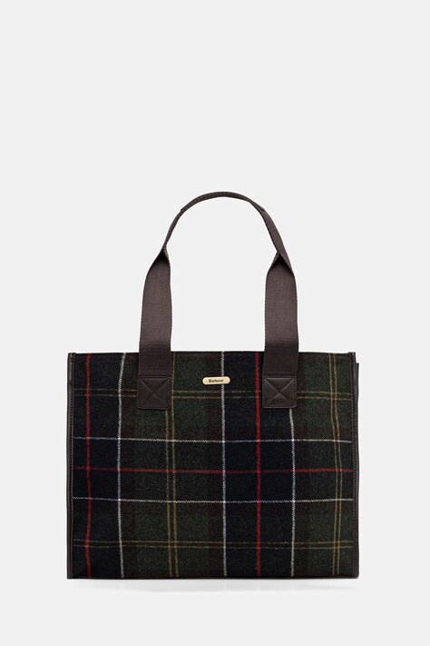 Barbour torebka z wełną kolor zielony LBA0424