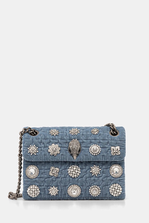 Kurt Geiger London torebka welurowa VELVET MINI KENSINGTON kolor niebieski 5018382789