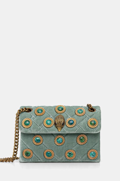 Kurt Geiger London torebka welurowa VELVET MINI KENSINGTON kolor zielony 5018373789