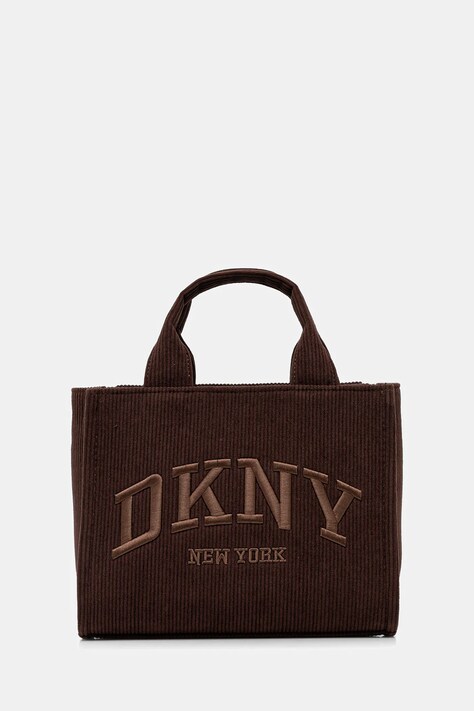 Κοτλέ τσάντα Dkny HADLEE χρώμα: καφέ, R53ADC80