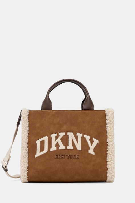 Τσάντα Dkny HADLEE χρώμα: καφέ, R53AMR57