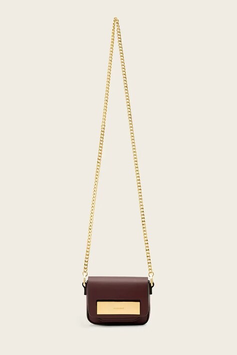 AllSaints torebka skórzana ETTA kolor bordowy W340XD