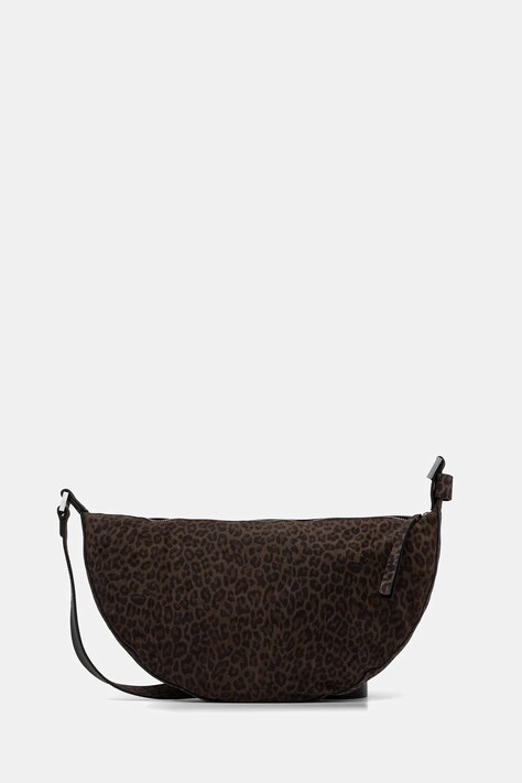 AllSaints torebka zamszowa HALFMOON kolor brązowy W357XD