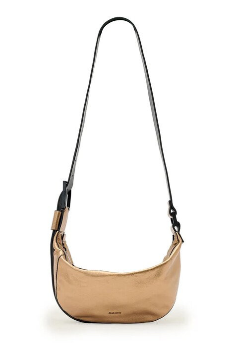 Kožená kabelka AllSaints LUNA zlatá farba, W194XD