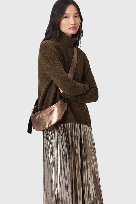AllSaints torebka skórzana LUNA kolor złoty W194XD