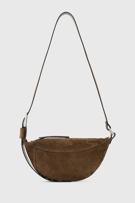 Τσάντα σουέτ AllSaints LUNA χρώμα: καφέ, W350XD