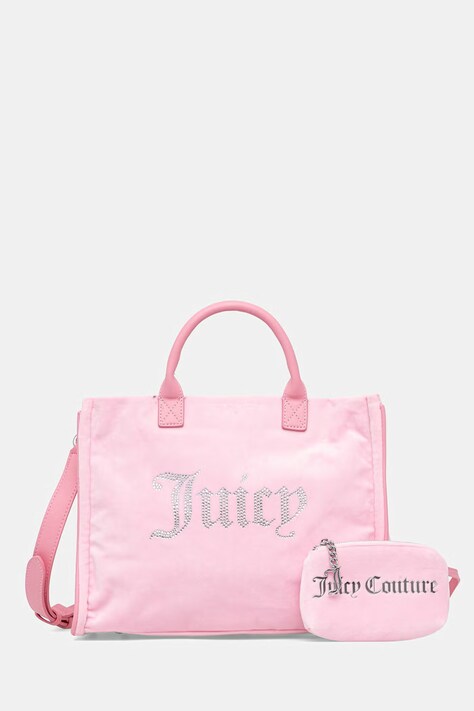 Juicy Couture torebka shopper damska welurowa Iris Velvet różowa BIJIR8944WZC