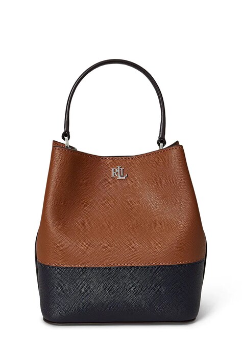 Usnjena torbica Lauren Ralph Lauren rjava barva, 431974556