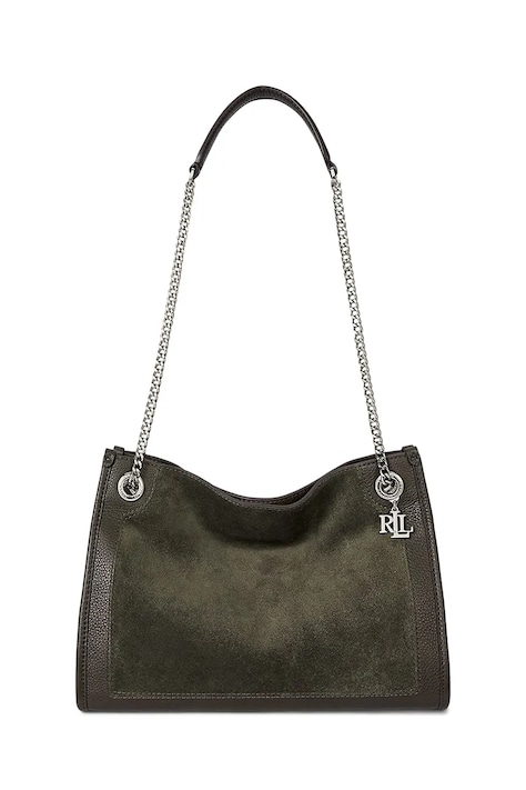 Lauren Ralph Lauren torebka zamszowa kolor zielony 431980175
