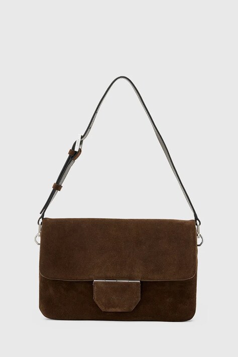 AllSaints torebka zamszowa ONDINE kolor brązowy W293XD
