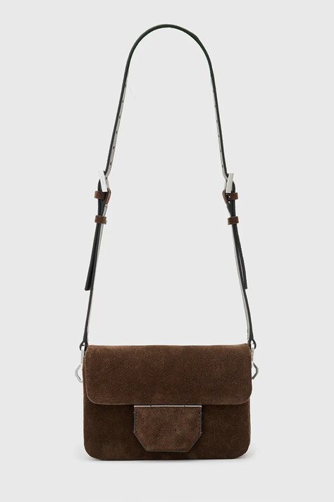 AllSaints torebka zamszowa JUPITER kolor brązowy W363XD