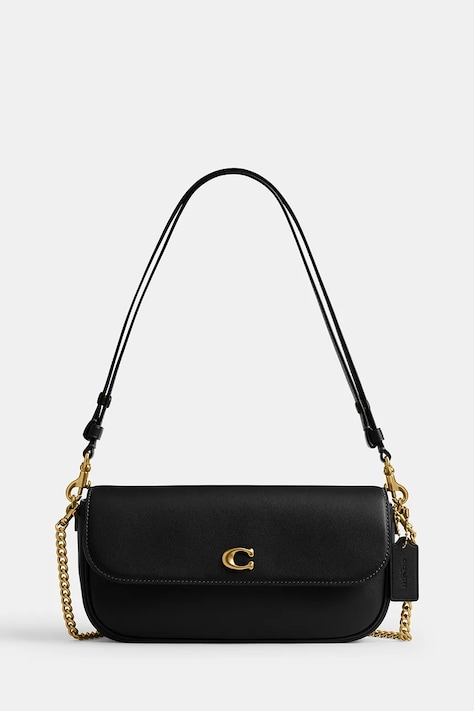Kožená kabelka Coach Brook Flap Chain Bag černá barva, CAN90