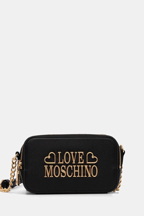 Love Moschino poșetă de piele culoarea negru, JC4333PP0NK1300A