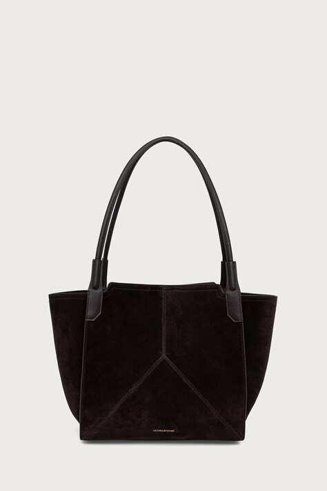 Victoria Beckham Torebka shopper damska zamszowa brązowa B325AAC006914A