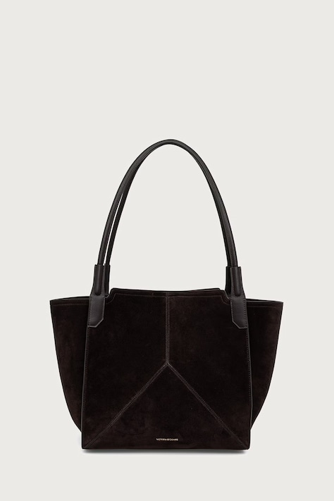 Victoria Beckham Torebka shopper damska zamszowa brązowa B325AAC006914A