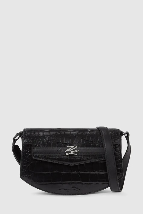 Karl Lagerfeld torebka skórzana Karl Lagerfeld Studio kolor czarny A4W30135