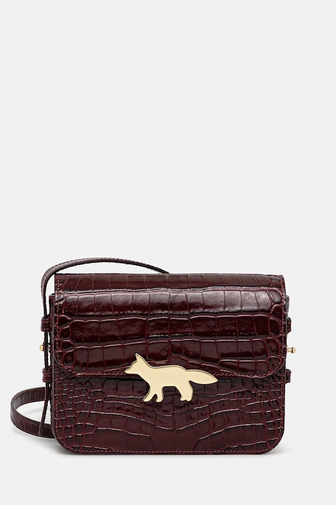 Кожена чанта Maison Kitsuné Edie в бордо NW05170LR0045