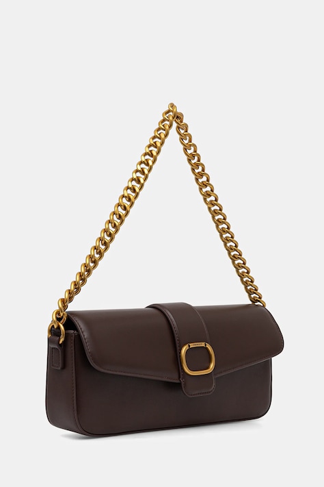 Δερμάτινη τσάντα Twinset χρώμα: καφέ, 252TD836A