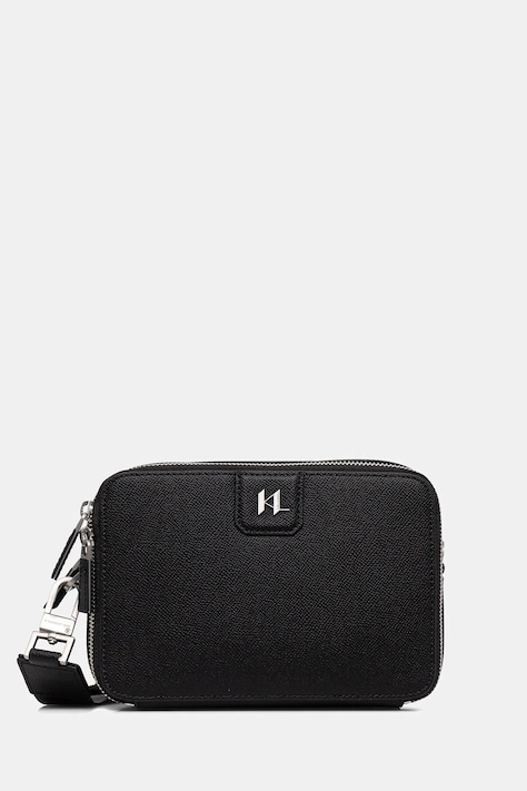 Karl Lagerfeld usnjena torbica za okoli pasu K/MONOGRAM moška, črna barva, A3M30157