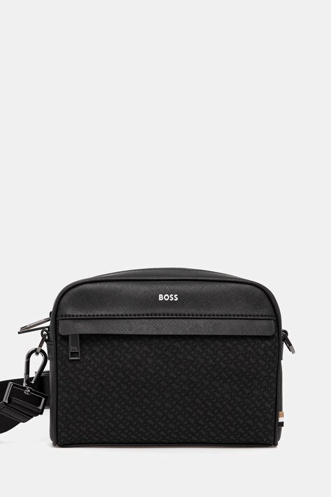 BOSS poșetă de piele culoarea negru, 50548202