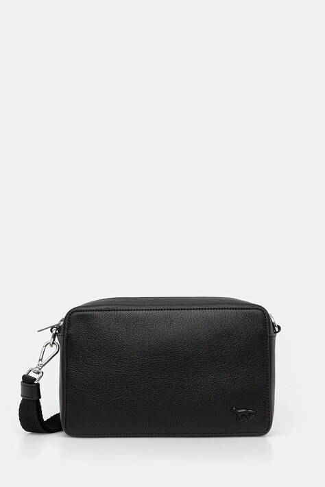 Maison Kitsuné leather handbag Profile Fox Crossbody black color PM05106LC0045