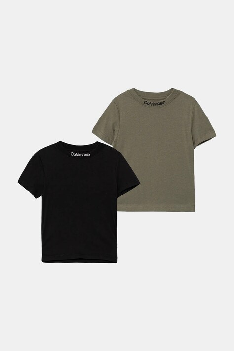 Calvin Klein Jeans t-shirt bawełniany dziecięcy 2-pack kolor zielony gładki IB0IB02529