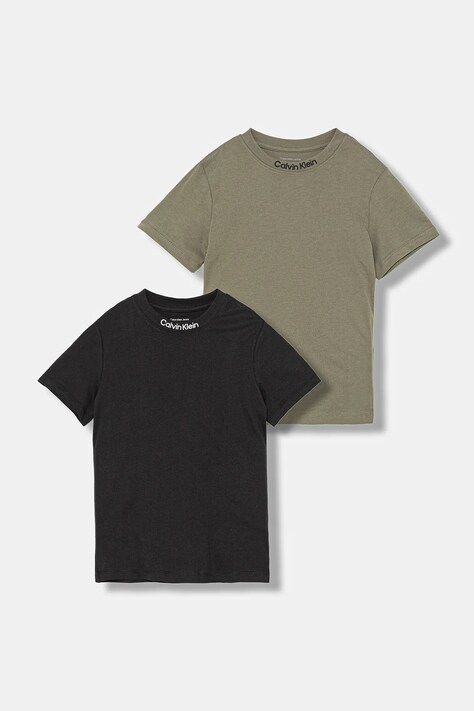 Calvin Klein Jeans t-shirt bawełniany dziecięcy 2-pack kolor zielony gładki IB0IB02529