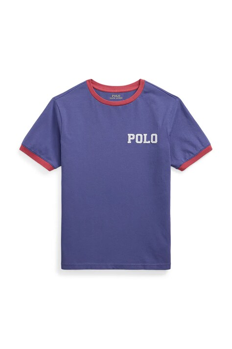 Polo Ralph Lauren tricou de bumbac pentru copii culoarea bleumarin, cu imprimeu, 323971297003
