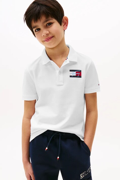 Tommy Hilfiger polo bawełniane dziecięce kolor biały gładki KB0KB09711