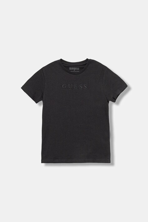 Guess t-shirt bawełniany dziecięcy kolor czarny z aplikacją L4GI36 K8HM4