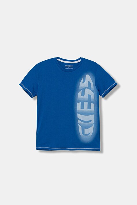 Guess t-shirt bawełniany dziecięcy kolor niebieski z nadrukiem L5YI03 K8HM4