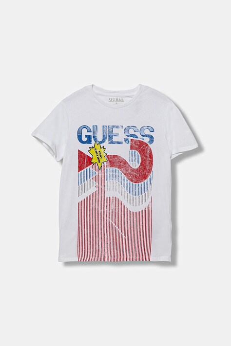 Дитяча бавовняна футболка Guess колір білий з принтом L5YI10 K8HM4