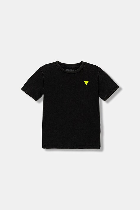 Guess t-shirt bawełniany dziecięcy kolor czarny gładki L5YI12 K8HM4