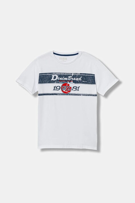 Guess t-shirt bawełniany dziecięcy kolor biały z nadrukiem L5YI22 K8HM4